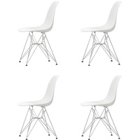 Vitra - Eames Plastic Side Chair DSR, verchromt / weiß (Filzgleiter basic dark) (4er-Set)