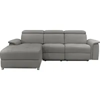Ecksofa PLACES OF STYLE "Pareli, L-Form, 259cm,m. Recamiere, Echtleder, Kunstleder, Webstoff", grau, B:259cm H:98cm T:163cm, Webstoff (95% Polyester 5%Nylon), Sofas, man. o. elektr. Relaxfunktion, USB/Kopfteilverstellg u. LED