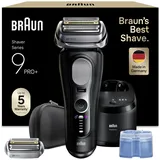 Braun Serie 9 Pro + Elektrorasierer für Bart, nass & trocken, 5 + 1 ultradünne Präzisionsklingen, Bartschneider für Herren, Bartschneider, 60 Minuten Verwendung, Ersatzkopf, SmartCare 6-in-1-Station