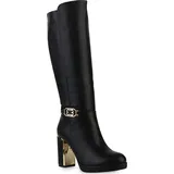 VAN HILL Damen Leicht Gefütterte Klassische Stiefel Plateau Vorne Schuhe 840613, Farbe: Schwarz, Größe: 36 - Schwarz - 36