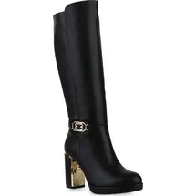 VAN HILL Damen Leicht Gefütterte Klassische Stiefel Plateau Vorne Schuhe 840613, Farbe: Schwarz, Größe: 36 - Schwarz - 36