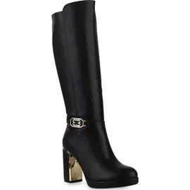 VAN HILL Damen Leicht Gefütterte Klassische Stiefel Plateau Vorne Schuhe 840613, Farbe: Schwarz, Größe: 36 - Schwarz - 36