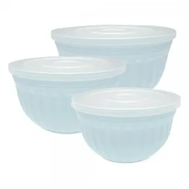 GREENGATE Bowl with lid Alice Pale Blue Set of 3