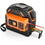 RWEUOQ Rollbandmaß 2 in 1 Laser Entfernungsmesser 40m+5m Massband Hochpräzise LCD Anzeige, Hochpräzise, magnetisch, digitales Display, automatische Abschaltung. schwarz