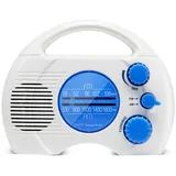 Sy-910 Kompaktes, Wasserdichtes Am/fm-duschradio Mit 4 Lautstärkestufen, Eingebautem Lautsprecher Und Kabellosem Entspannungszubehör (blau)