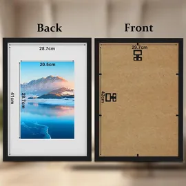 luxuskollektion DTXDTech A3 Holz Bilderrahmen Schwarz 29,7x42cm DIN A3