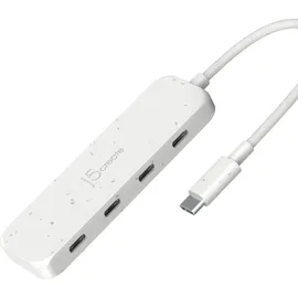 j5create Umweltfreundlicher USB-C-zu-Hub Typ C Gen 2 mit 4 Anschlüssen, - Weiß