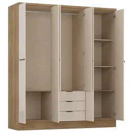 vente-unique Kleiderschrank Peroli 180 x 206 x 46,5 cm Beige/Holzfarben