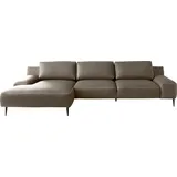 Designwerk Ecksofa DESIGNWERK "Forma L-Form, zeitloses Designsofa mit aktuellem Fuß", braun (mud), B:344cm T:162cm, Leder;Struktur 98% Polyester, 2% Acryl, Sofas, Ecksofa, in hochwertiger Verarbeitung & tollem Sitzkomfort
