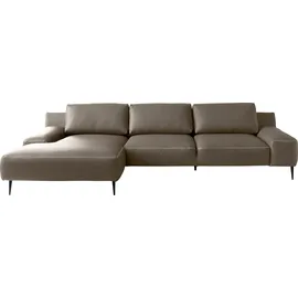 Designwerk Ecksofa DESIGNWERK "Forma L-Form, zeitloses Designsofa mit aktuellem Fuß", braun (mud), B:344cm T:162cm, Leder;Struktur 98% Polyester, 2% Acryl, Sofas, Ecksofa, in hochwertiger Verarbeitung & tollem Sitzkomfort