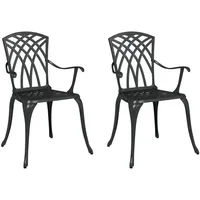 VidaXL Gartenstühle 2 Stk. Schwarz Aluminiumguss