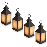 EAXUS Eaxus® 4er Set LED Laterne für Draußen - Notfallleuchte Blackout. Windlicht mit Flammeneffekt Kerze - Wohnzimmer & Garten Deko