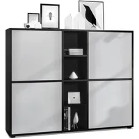 Vladon Highboard, Greige, 130.5x105.5x35.5 cm, Wohnzimmer, Kommoden & Sideboards,