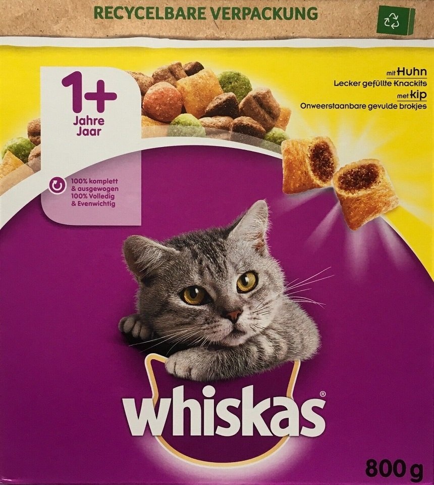 WHISKAS Adult+1 Katzentrockenfutter mit Huhn 5x800g