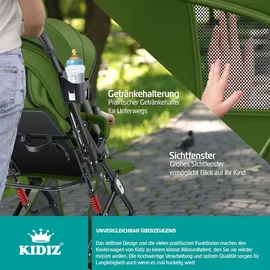 Kidiz KIDIZ® Kinderwagen Kinderbuggy klappbar Liegebuggy Sportwagen Faltbar 360° Räder 5-Punkt Gurt Inkl. Fußsack, Getränkehalter, Regenabdeckung & Moskitonetz verstellbare Rückenlehne & Sonnenverdeck
