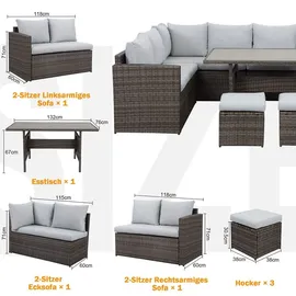 MeXo Polyrattan Lounge-Set 7-tlg. grau