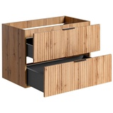 Lomadox Waschbeckenschrank ADELAIDE-56 Wotaneiche Nb. 2 Softclose-Auszüge 80/57/46 cm braun 80 cm x 57 cm x 46 cm