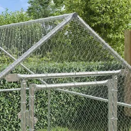 vidaXL Hühnerkäfig Silber 200 x 170 x 177 cm Verzinkter Stahl