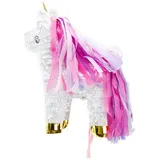 partydeco Pinata, Piñata Einhorn 34x24x9cm zum Befüllen Weiß / Pink rosa|weiß