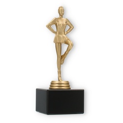 Pokal Kunststofffigur Drill Team goldmetallic auf schwarzem Marmorsockel 17,8cm