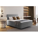 Fun Möbel Boxspringbett Schlafzimmerbett ROCIO Nr.5 Premium 140x200cm in Stoff Dunkelgrau