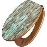 Banjado Design WC Sitz Bambus Toilettendeckel Toilettensitz Bambus Holz Klodeckel WC-Sitz Universal Scharnieren Motiv Verwittertes Holz