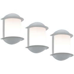 Wandleuchte Aussen Wandlampe Garten Terrassenleuchte Außen, Aluguss silber, 1x LED 7W 550Lm, LxAxH 16x22x10 cm, 3er Set