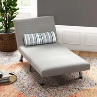 3-in-1-schlafsofa Mit 5-fach Verstellbarer Rückenlehne, Gepolstertem Kissen Und Matratze, Klappbares Schlafsofa Für Das Wohnzimmer, Aus Stahl Und Leinen, 75 X 70 X 75 Cm, Hellgrau