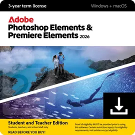 Adobe Photoshop & Premiere Elements 2026 | Lehrer & Studenten | Download-Code