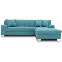 DOMO. Collection Capri Ecksofa | Eckcouch in L-Form mit Schlaffunktion, Polsterecke Schlafsofa, türkis, 239x152x75 cm