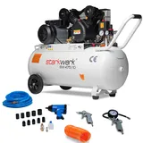 Starkwerk SW475/10 Druckluft Kompressor 230V 2,2 kW 10Bar 100l Kessel +Set