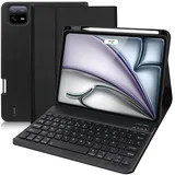 WINCHKING Hülle Mit Tastatur Für iPad Air 13 Zoll 2025 M3/2024 M2, Tastatur Hülle Für iPad Pro 12.9" (3. 4. 5. 6. Gen), Bluetooth Magnetisch Abnehmbarer Mit QWERTZ Layout, (Schwarz)
