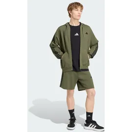 adidas Essentials 3-Streifen Kapuzenjacke Herren Olive Four/Black M