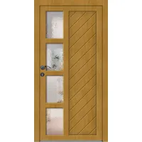 Standardmaß Holz Nebeneingangstür nach Maß "HERTA" Kieferoptik-Lasur beidseitig innen öffnend DIN rechts