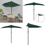 Balkon-Sonnenschirm mit Alu-Mast Grün 270x144 cm Halbrund - Balkonschirm - Sonnenschutz - Gartensorgen - Halbmondschirm - Sommergarten - Home & Living