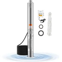 Vevor Tiefbrunnenpumpe 550 W 65 l/min 85 m mit 20 m Kabel und externem Steuerkasten