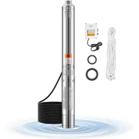 Vevor Tiefbrunnenpumpe 550 W 65 l/min 85 m mit 20 m Kabel und externem Steuerkasten