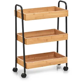 Zeller Rollwagen Bambus/Metall 70,5 cm x 28 cm x 49,5 cm Schwarz