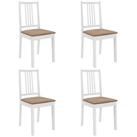 VidaXL Esszimmerstühle mit Polstern 4 Stk. Weiß Massivholz