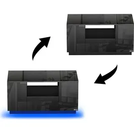 Makika LED Couchtisch / Design Wohnzimmertisch mit Ablagefach und Schubladen - Schwarz Hochglanz