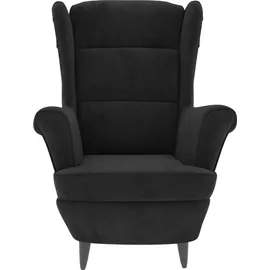 vidaXL Ohrensessel mit Hocker Samt 64 x 96 x 90 cm Schwarz
