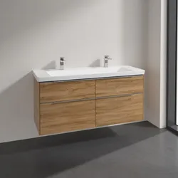 Villeroy & Boch Subway 3.0 Badmöbel-Set 130 cm, 4 Auszüge, WT für 2 Armaturen, Badmöbel,