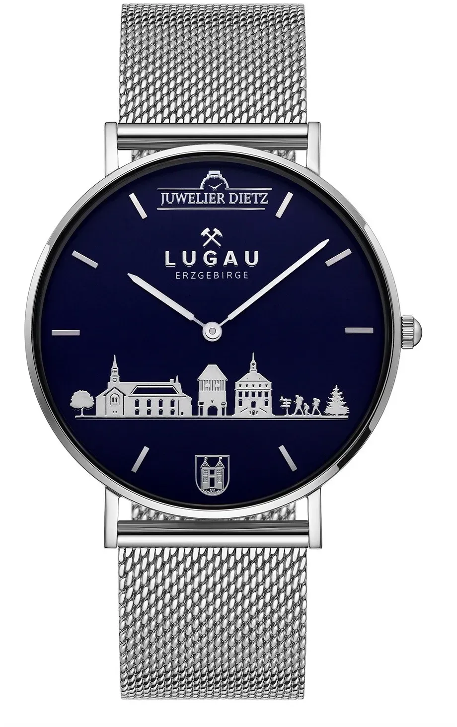 Juwelier Dietz "DIE LUGAU UHR" Edition 2 Edelstahl Milanaiseband oder Lederband ...