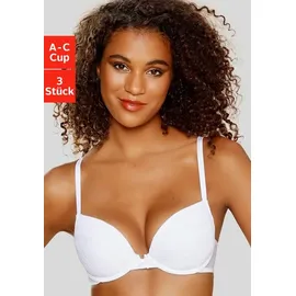 PETITE FLEUR Push-up-BH Damen 2xweiß+1xschwarz Gr.70B