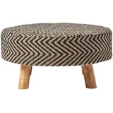 Homescapes Sitzhocker, Schwarz, Textil, Ethno, rund 62x30x62 cm, Wohnzimmer, Hocker, Sitzhocker