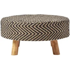 Homescapes Sitzhocker, Schwarz, Textil, Ethno, rund 62x30x62 cm, Wohnzimmer, Hocker, Sitzhocker