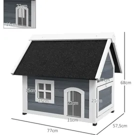 PawHut Katzenhaus Outdoor Katzenhöhle 77 x 57,5 x 68 cm Grau/Schwarz