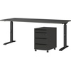 Büromöbel-Set »Mailand«, 2-teiliges Set: Schreibtisch + Rollcontainer, grau