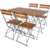 Mojawo Biergarten Set Klapptisch 4 Klappstühle klappbar 120x70cm