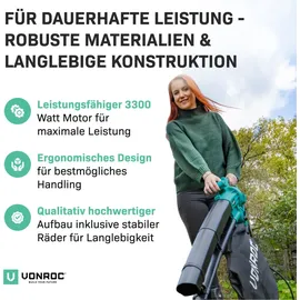 VONROC Laubsauger 3 in 1 inkl. 40l Sammelbeutel